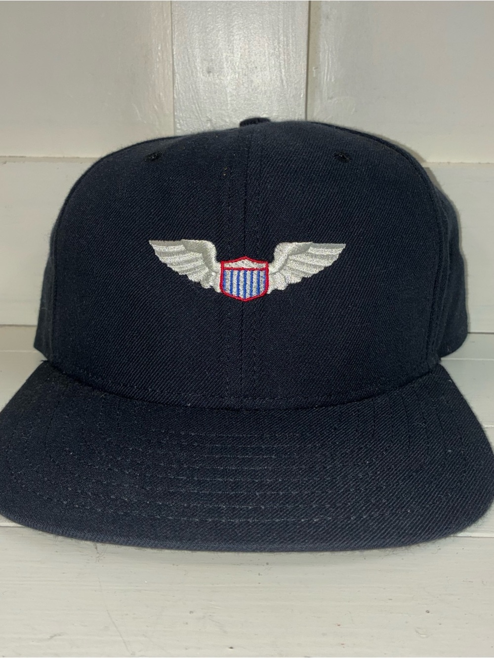 Vintage New Era Navy Wing Shield Pilot Air Force Snapback Hat